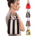 thumbnail image 1 of LAVA Mini Knit Tote Women Striped Crochet Bucket Handbag Small Purse Shoulder Bag Vacation Lightweight Beach Bag (Black), 1 of 10