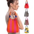 thumbnail image 1 of LAVA Mini Knit Tote Women Striped Crochet Bucket Handbag Small Purse Shoulder Bag Vacation Lightweight Beach Bag (Orange), 1 of 10