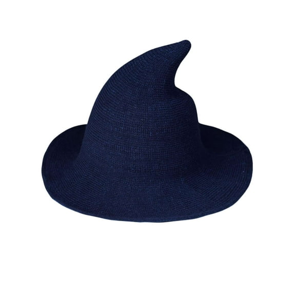 LAVA Modern Witch Hat Wool Knitted Halloween Witch Hats for Masquerade Cosplay Costume Daily (Navy Blue)