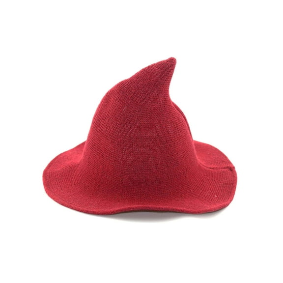 LAVA Modern Witch Hat Wool Knitted Halloween Witch Hats for Masquerade Cosplay Costume Daily (Red)