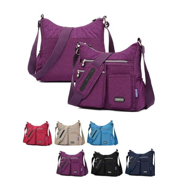 LAVA Nylon Crossbody Bag Women Purses Waterproof Shoulder Bags Casual Messenger Commuter Bag Hangbags for Travel Black