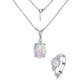 thumbnail image 1 of LAVA Opal Jewelry Sets for Women Sterling Silver Birthstone Necklace and Ring Set, 1 of 9