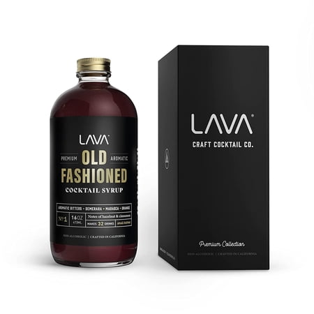 LAVA Premium Aromatic Old Fashioned Mix 16oz, Small Batched, Handcrafted, Aromatic Bitters, Demerara, Marasca Cherry, Orange Zest, Hazelnut and Cinnamon. Old Fashioned Drink Mix Makes 32 Cocktails