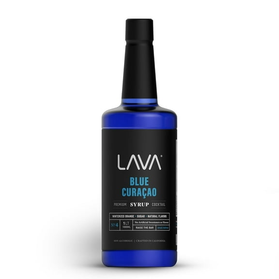 LAVA Premium Blue Curacao Syrup, 33.8oz (1-Liter), Made with 100% Sugar, Orange Extract, No Artificial Sweeteners or Flavors (1-Pack)