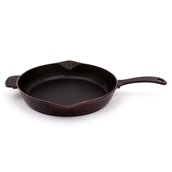 LAVA Enameled Cast Iron Skillet, Pre-Seasoned Cast Iron Pan, Oven, Induction and Dishwasher Safe, 11 inches, 28 cm, Aubergine Color