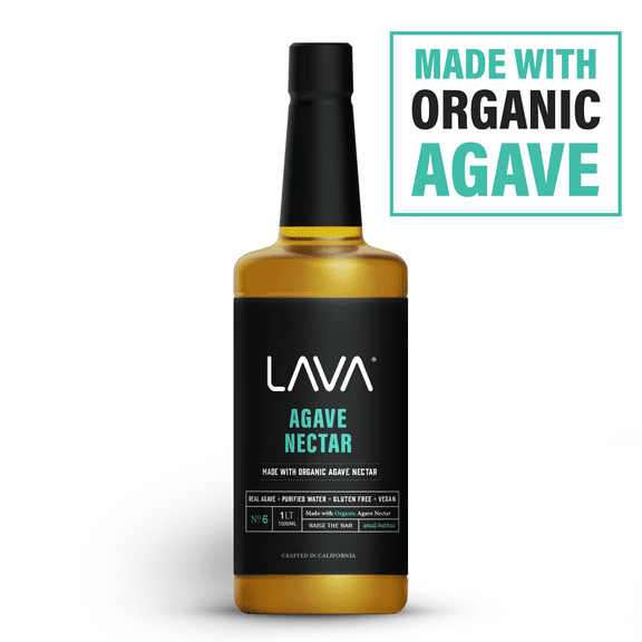 LAVA Premium Light Agave Nectar for Cocktails made with Raw Blue Organic Agave 33.8oz (1000ml). Natural sweetener, Non-GMO, Vegan, Gluten Free. Perfect for Margaritas, Tequila, or Mezcal Cocktails