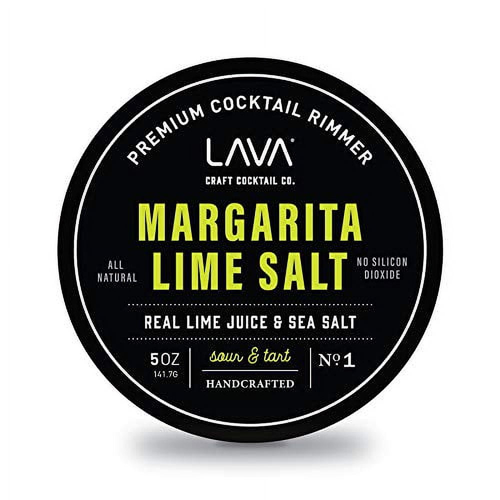 LAVA Premium Margarita Lime Salt Cocktail Rimmer, All Natural Margarita Rimmer Sea Salt Rocks, Real Lime, Tart & Sour, No Silicon Dioxide, with Easy Screw-On Lid - 5oz