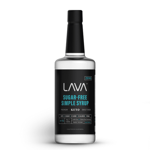 LAVA Premium SUGAR FREE Simple Syrup, Keto Friendly, Zero Calorie, Zero Sugar, Zero Carb, Sugar Substitute Sweetener, 33.8oz 1-Liter (1-Pack)