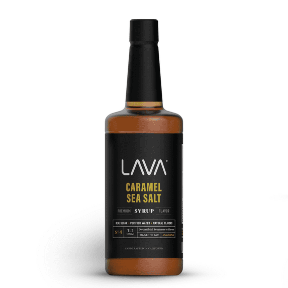 LAVA Premium Salted Caramel Sea Salt Syrup, Salted Caramel Coffee Sweetener, 33.8oz (1-Liter), Made with 100% Sugar, No Artificial Sweeteners, Flavors, or Colors. (1-Pack)