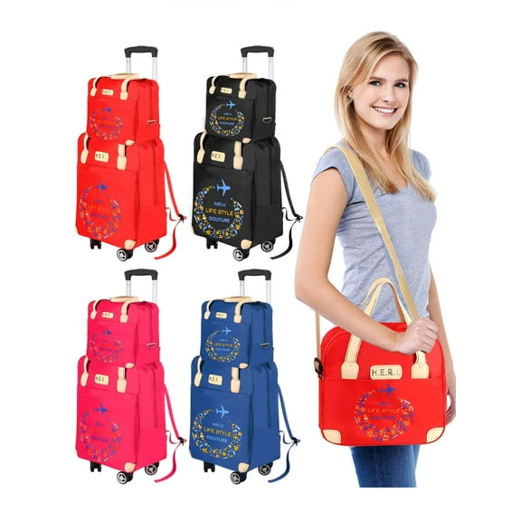 LAVA Rolling Backpack with Carry on Suitcase 2 Pcs Wheeled Luggage Set for Women Men Rolling Laptop Backpack Overnight Trolley Suitcase Duffle Bag for Travel Work Business Black