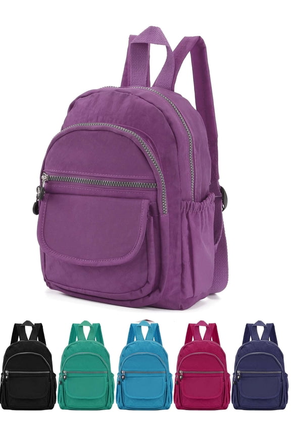Mini Backpack Purse for Women, Lightweight Waterproof Nylon Travel Daypack (Black)