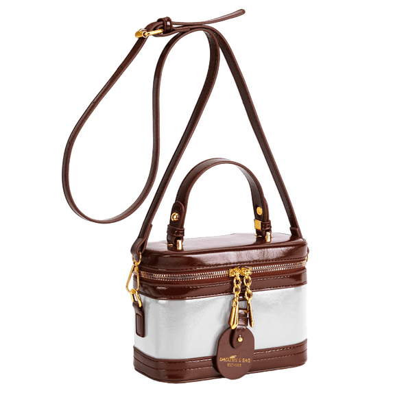LAVA Small Box Crossbody Purse For Women, Designer PU Leather Mini Top Handle Tote Bag Shoulder Pouch, Satchel Flap Handbag for Ladies