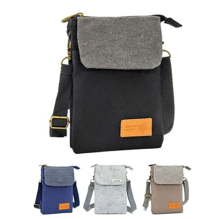 LAVA Small Crossbody Phone Purse for Women Men Waterproof Canvas Shoulder Bag Passport Wallet for Travel(Black)