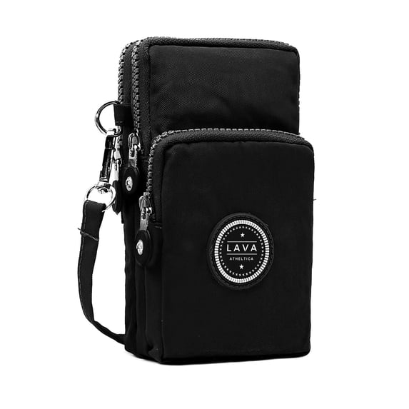 LAVA Small Crossbody Purse Waterproof Cell Phone Wallet with Shoulder Strap Mini Nylon Bags (Black)