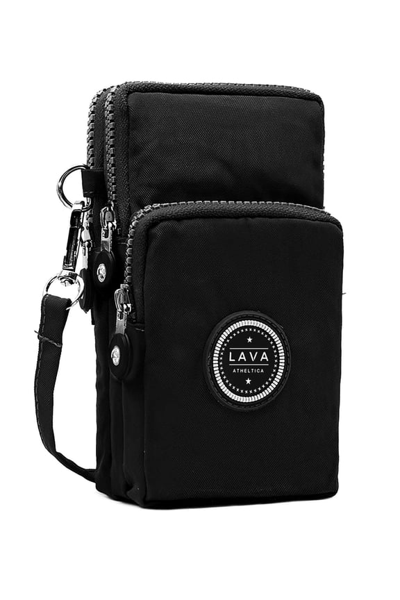 Small Crossbody Purse Waterproof Cell Phone Wallet with Shoulder Strap Mini Nylon Bags (Black)