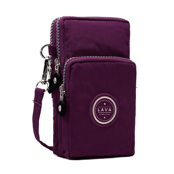 LAVA Small Crossbody Purse Waterproof Cell Phone Wallet with Shoulder Strap Mini Nylon Bags (Purple)