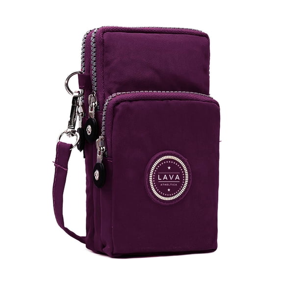 LAVA Small Crossbody Purse Waterproof Cell Phone Wallet with Shoulder Strap Mini Nylon Bags (Purple)