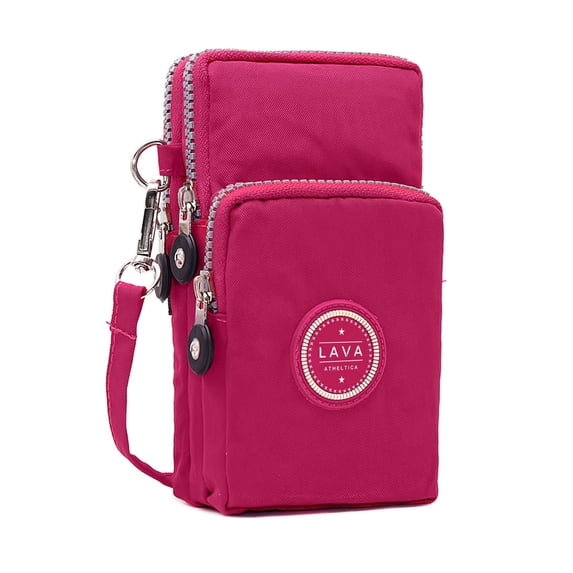 LAVA Small Crossbody Purse Waterproof Cell Phone Wallet with Shoulder Strap Mini Nylon Bags (Rose Red)