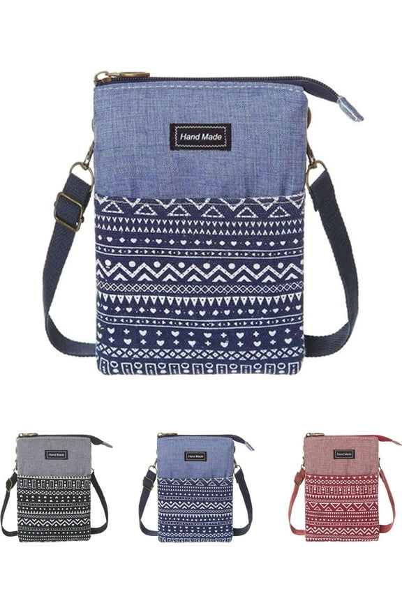 Small Crossbody Purse for Women Men Canvas Cell Phone Wallet Bags with Adjustable Shoulder Strap (Black)