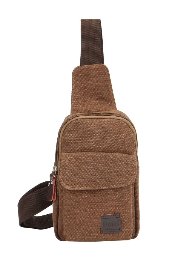 Small Sling Bag for Men Women Crossbody Canvas Backpack Waterproof Chest Bag for Cycling Hiking (Black)