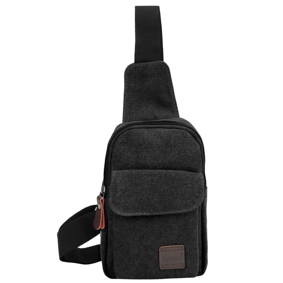 LAVA Small Sling Bag for Men Women Crossbody Canvas Backpack Waterproof Chest Bag for Cycling Hiking (Black)