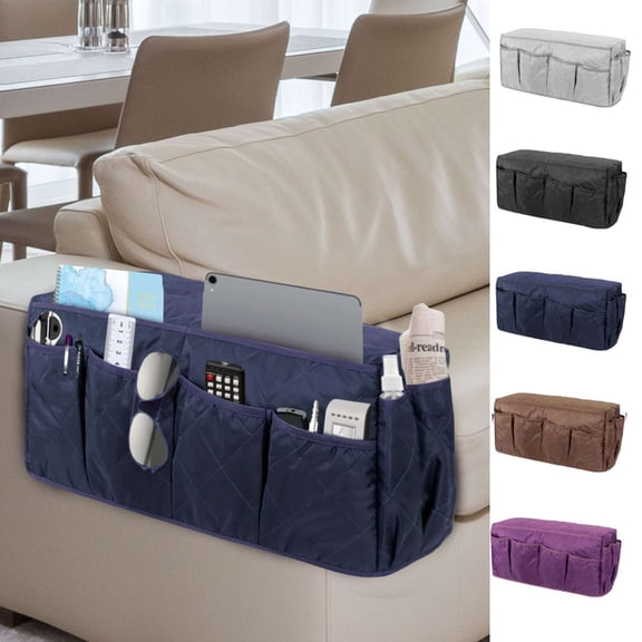 LAVA Sofa Chair Armrest Organizer Waterproof TV Remote Control Storage Organizer Holder for Smart Phone Books Magazines iPad Navy Blue