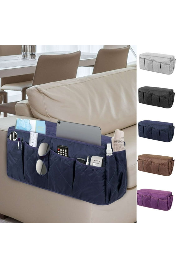Sofa Chair Armrest Organizer Waterproof TV Remote Control Storage Organizer Holder for Smart Phone Books Magazines iPad Purple