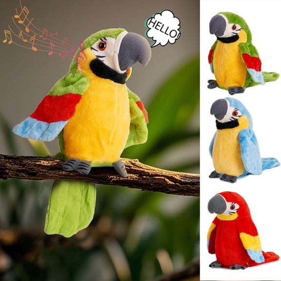 LAVA Talking Parrot Toy, Repeat What You Say Parrot Toys With Flapping Wings, Interactive Electronic Funny Rcording Singing Parrot Tummy Time Toy Talking Stuffed Animal Birthday Gifts,Red