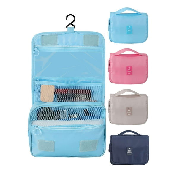 LAVA Travel Toiletry Bag Portable Hanging Makeup Bag Waterproof Cosmetic Organizer Case with Hanging Hook for Full-Sized Shampoo Brushes Set Cosmetics Toiletries Navy Blue