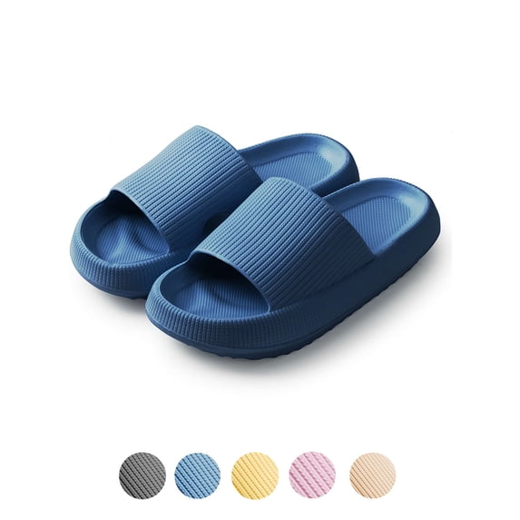 LAVA Unisex Ultra Soft Slippers Cloud Touching Anti-Slip EVA Slides Bathroom Shoes(Blue, S)
