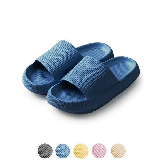 LAVA Unisex Ultra Soft Slippers Cloud Touching Anti-Slip EVA Slides Bathroom Shoes(Blue, XL)