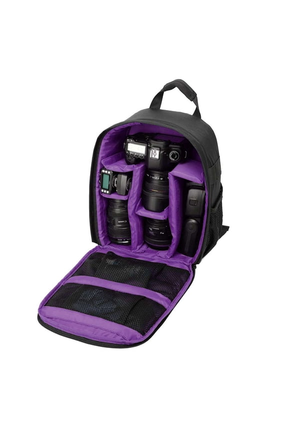 Waterproof DSLR Camera Backpack - 15L, Multi-Compartment(Purple)