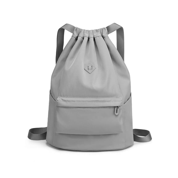 LAVA Waterproof Drawstring Backpack for Women Men Nylon Sports Backpacks with Sides Pockets for Gym Outdoor (Gray)