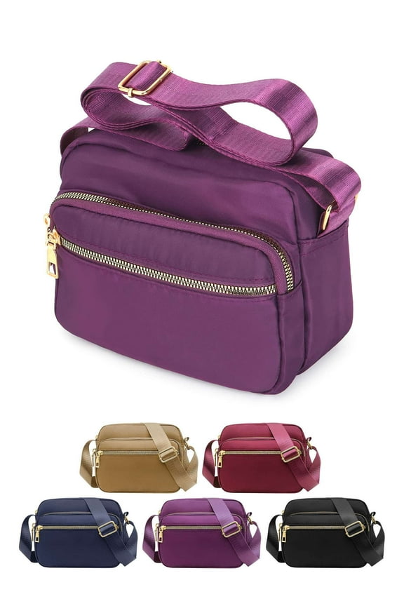 Waterproof Nylon Crossbody Handbag for Women Large Capacity Shoulder Bags Travel Messenger Bag (Red)