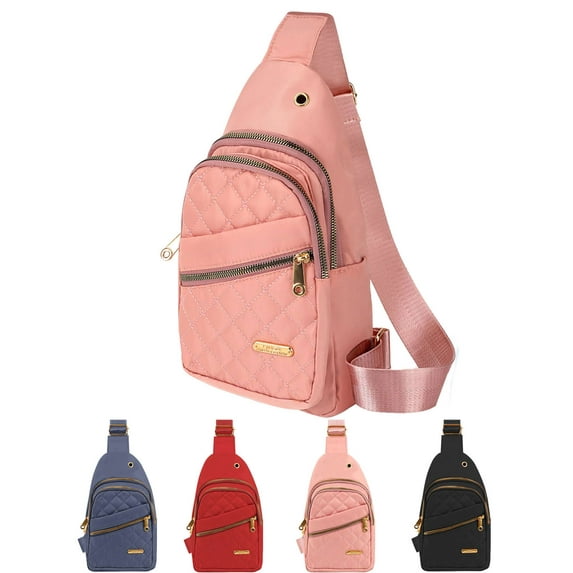 LAVA Waterproof Sling Backpacks for Women Small Crossbody Purses Nylon Travel Chest Bags (Pink)