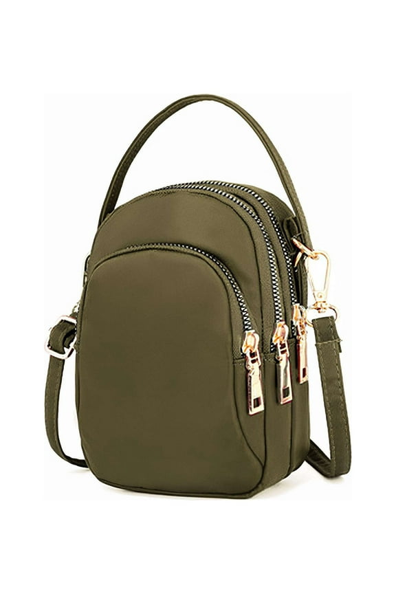 Waterproof Small Crossbody Purse and Handbag for Women Nylon Mini Shoulder Bags Phone Wallet (Green)