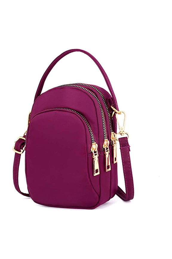 Waterproof Small Crossbody Purse and Handbag for Women Nylon Mini Shoulder Bags Phone Wallet (Purple)