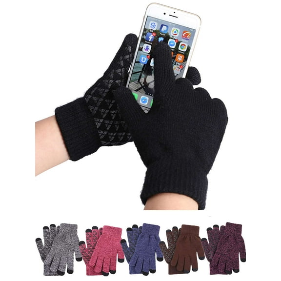 LAVA Winter Knit Gloves for Men Women Touchscreen Cold Weather Thermal Warm Texting Glove for Running Driving Hiking Black