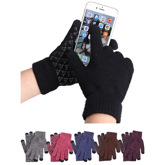 LAVA Winter Knit Gloves for Men Women Touchscreen Cold Weather Thermal Warm Texting Glove for Running Driving Hiking Gray