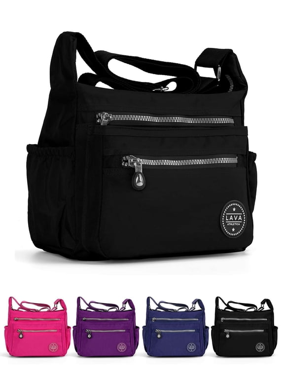Women Crossbody Bags Waterproof Nylon Shoulder Purse Travel Messenger Bag Handbags Black