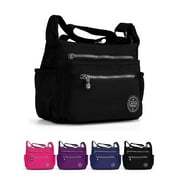 LAVA Women Crossbody Bags Waterproof Nylon Shoulder Purse Travel Messenger Bag Handbags Black