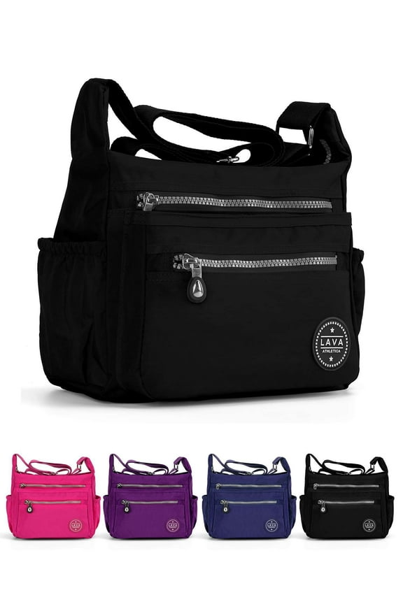 Women Crossbody Bags Waterproof Nylon Shoulder Purse Travel Messenger Bag Handbags Rose Red