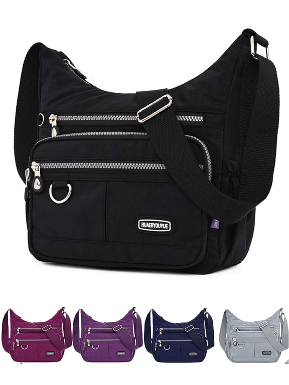 Women Crossbody Purse Bags Waterproof Nylon Shoulder Pouch Wallets Hangbag (Purple)