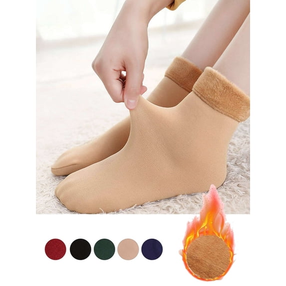 LAVA Women Fleece Lined Crew Socks Winter Warm Thick Thermal Socks for Cold Weather Red