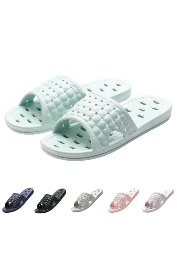 Women Men Shower Shoes Quick Drying Non Slip Bath Slippers Shower Sandals with Drain Holes Light Blue