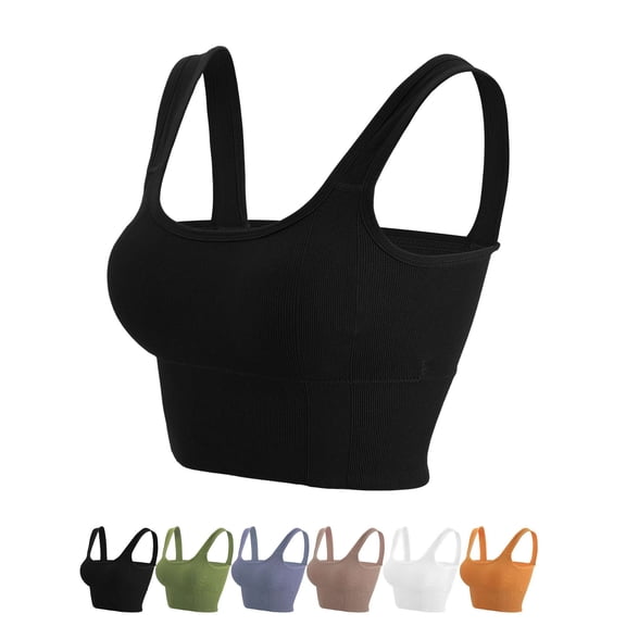LAVA Women Padded Crop Top Bra Comfy Cami Sport Bra for Yoga Running Workout (Green, S/M)