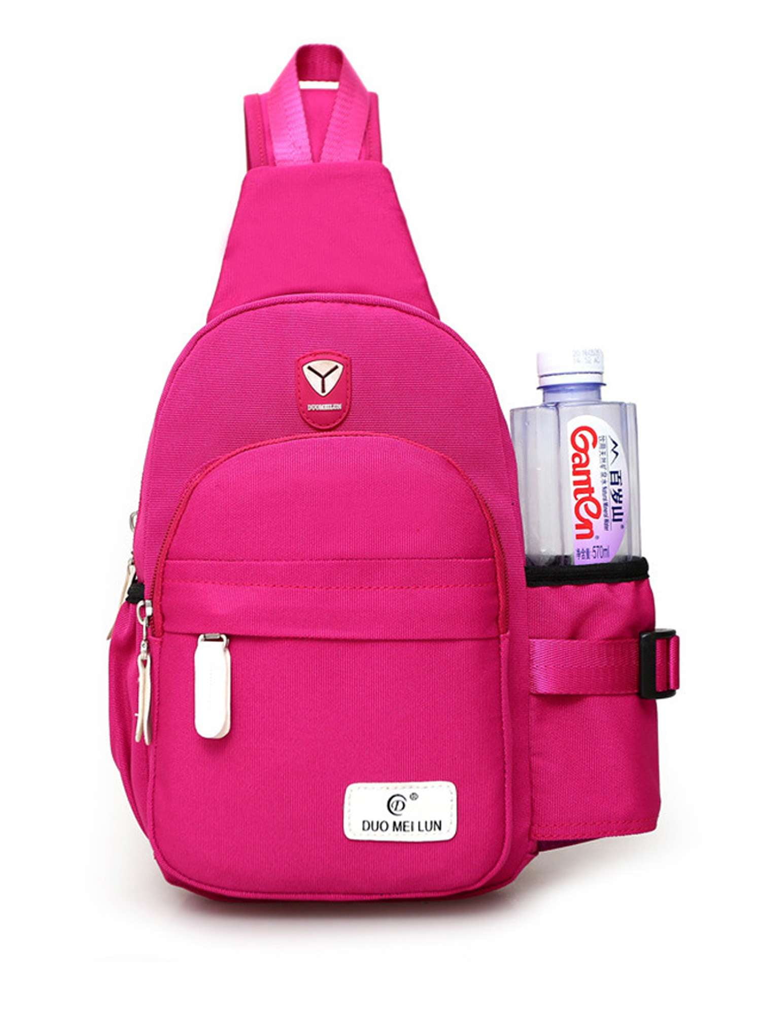 Women's Checkered Sling Bag - RFID Crossbody Bag, Nylon, Water-Resistant (Rose Checkered)