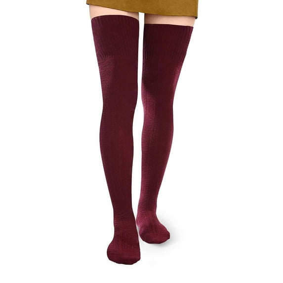 LAVA Women Thigh High Socks Extra Long Warm Over the Knee High Stockings Leg Warmers Red