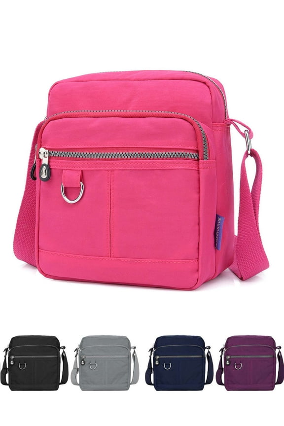 Women Waterproof Crossbody Purse Nylon Shoulder Handbag Messenger Bags (Purple)