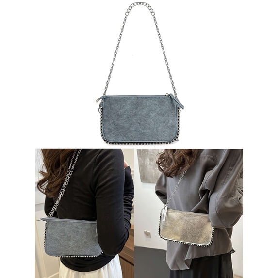 LAVA Women's Beaded Chain Decorated Crossbody Bag Shoulder Bag For Workers Outdoors, Travel, Outings,Perfect for Office (Blue)